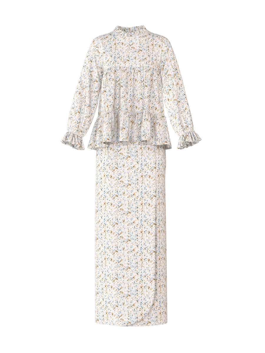 the Leia edition introduces yet another beauty in Leia Florescense. Our new and forever-love features an intricately designed embroidered matte crepe-de-chine in frost and crayola florescence prints, adorned with miniature scallop lace for a romantic flair.