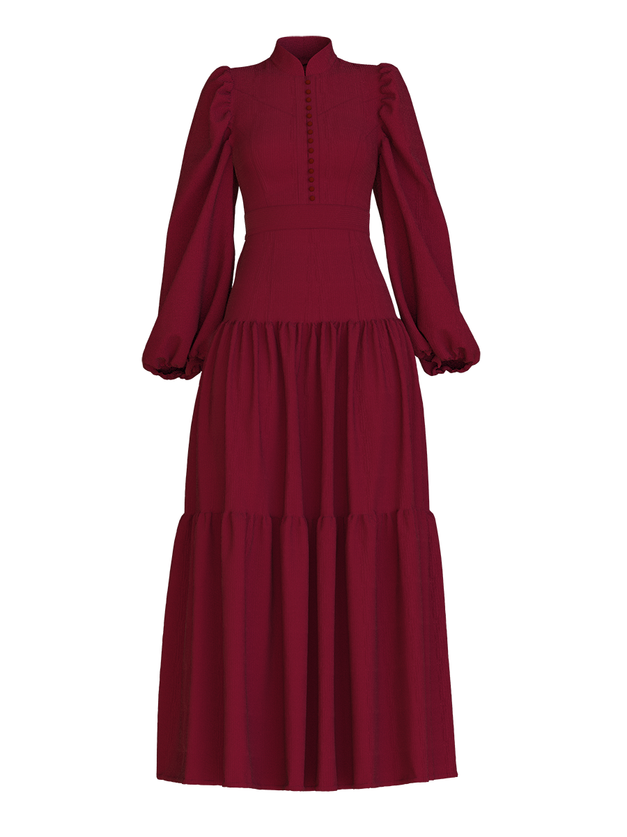The Zora Opal is our classic statement piece made with a premium selection of materials in self-covered button-down delight, leading to a high-waist panel, while the neckline is accented with a mandarin collar.