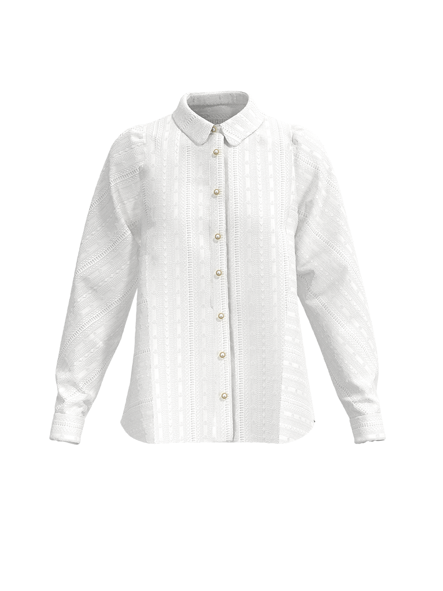 The Anya Blouse is an understated and timeless piece, rendered in high quality Broderie Anglaise made of pure cotton.