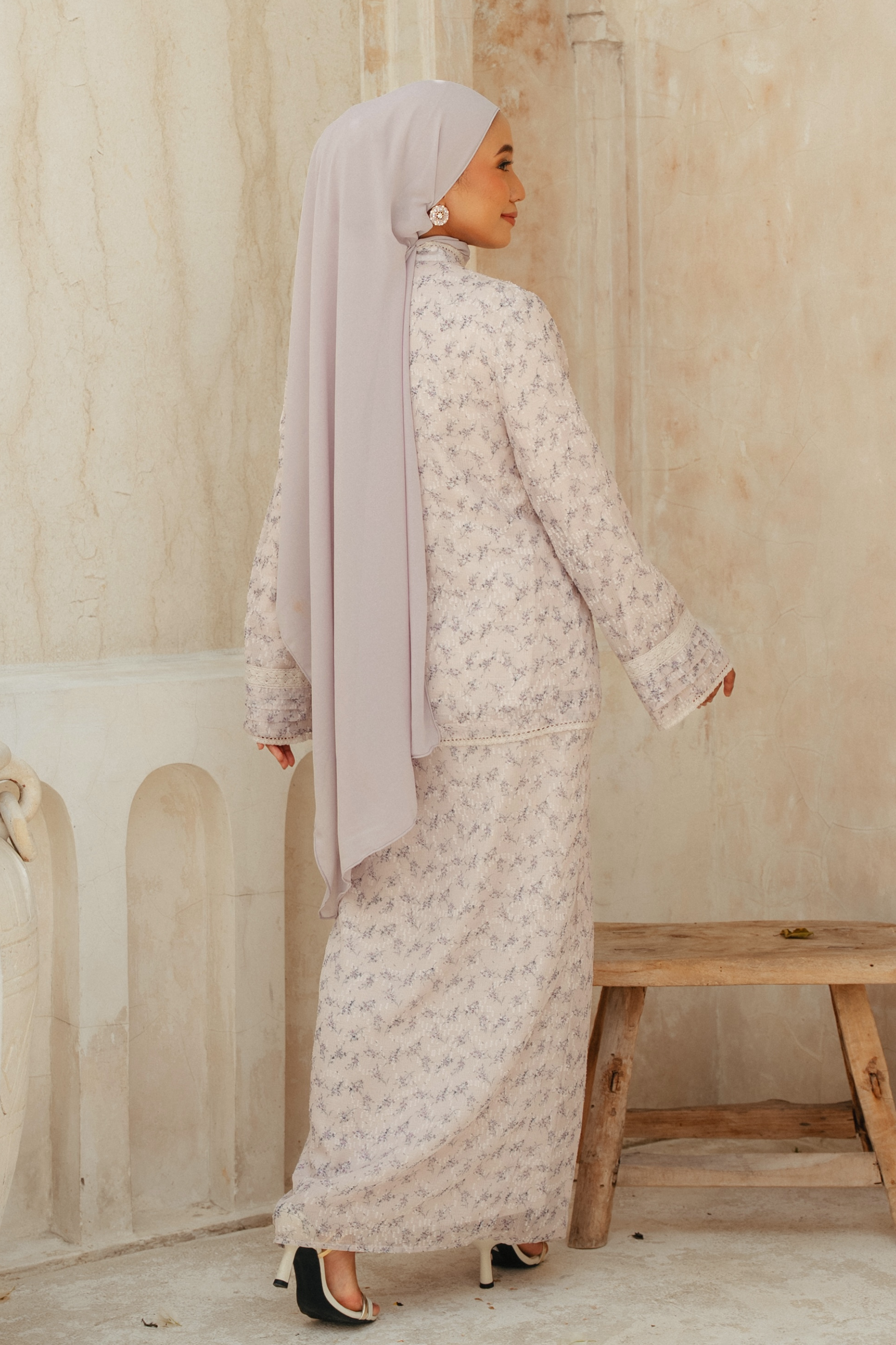 The Thalia Kurung in Dusty Lavender