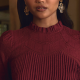 The Jannah Top In Burgundy Broderie Anglaise