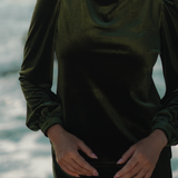 The Hailey Kurung in Olive Featherlight Velvet