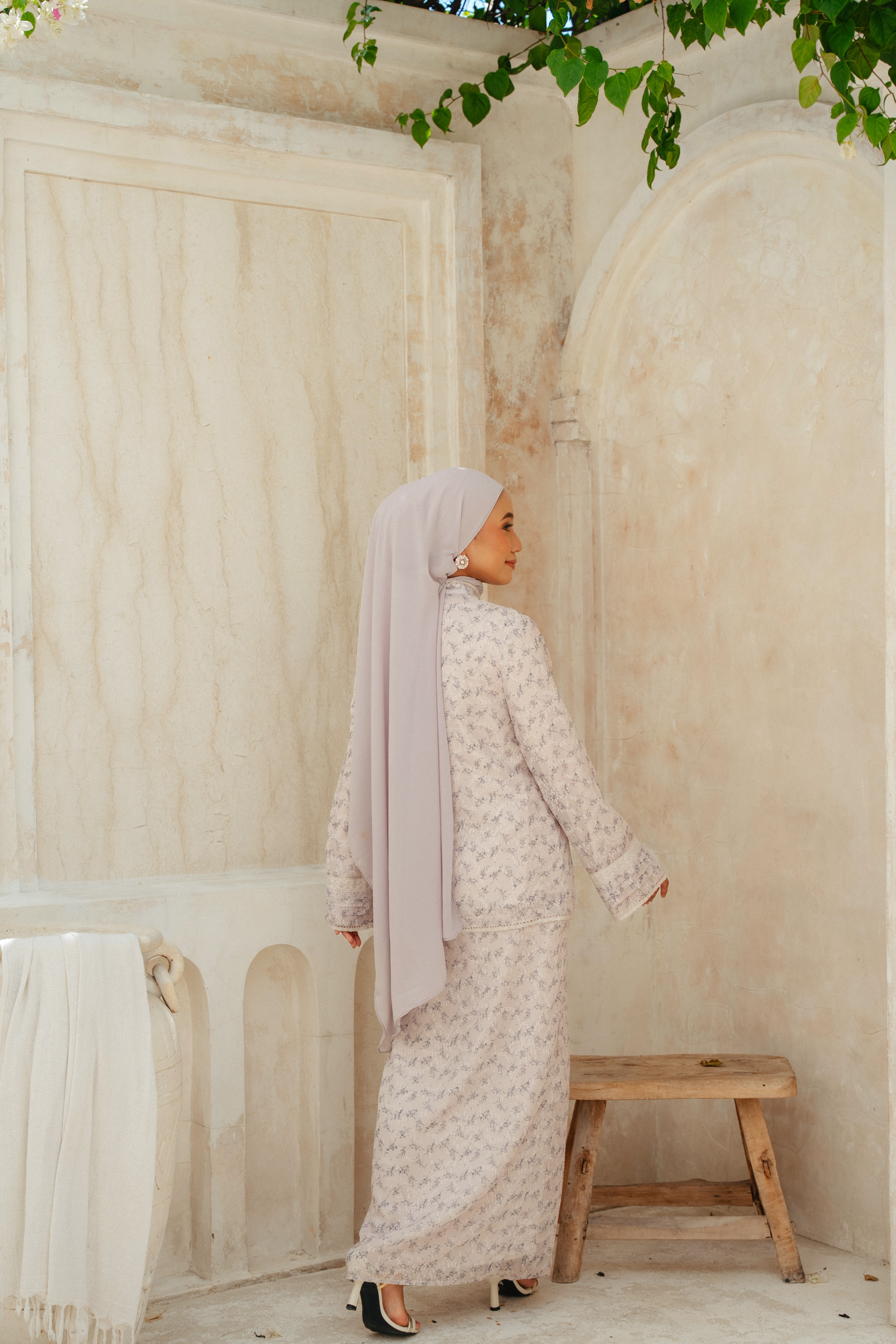The Thalia Kurung in Dusty Lavender