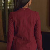 The Jannah Top In Burgundy Broderie Anglaise