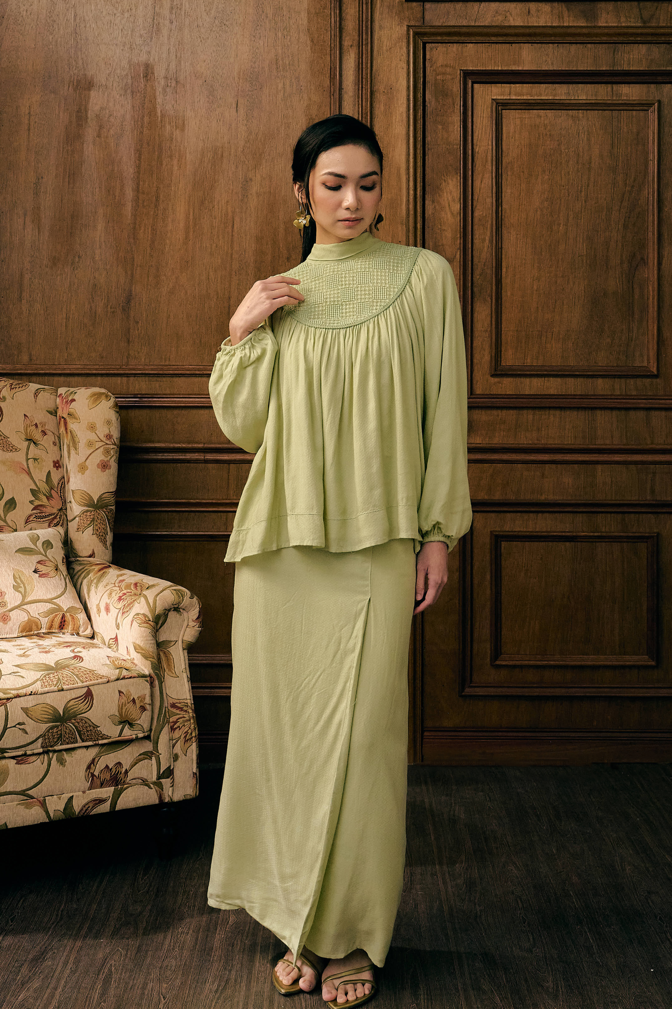 The Georgia Kurung in Sage