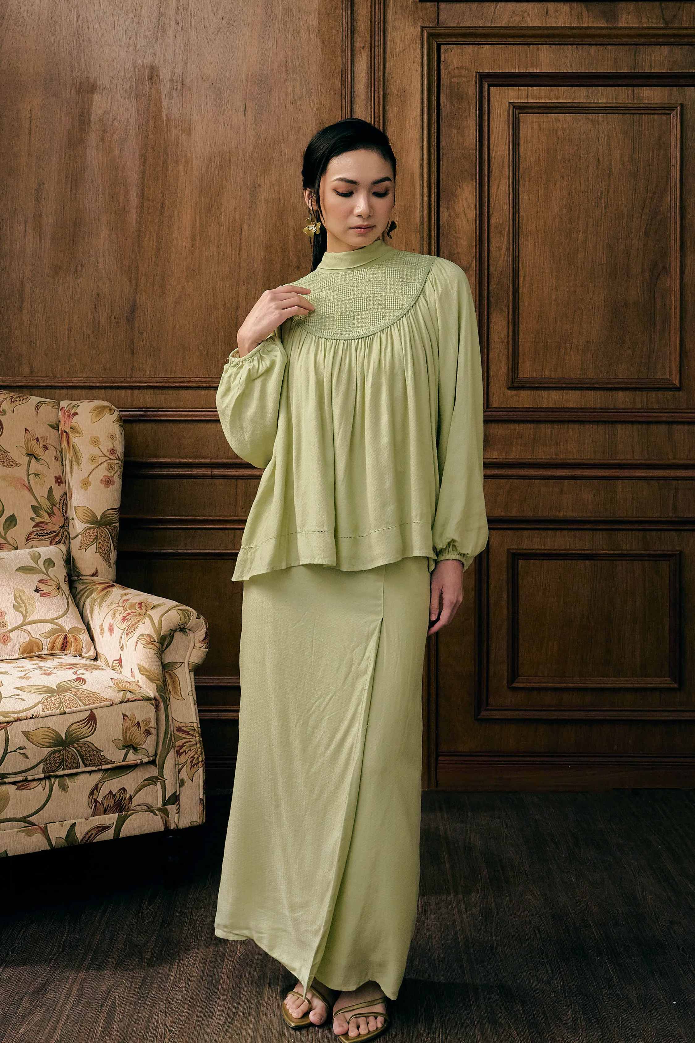 The Georgia Kurung in Sage