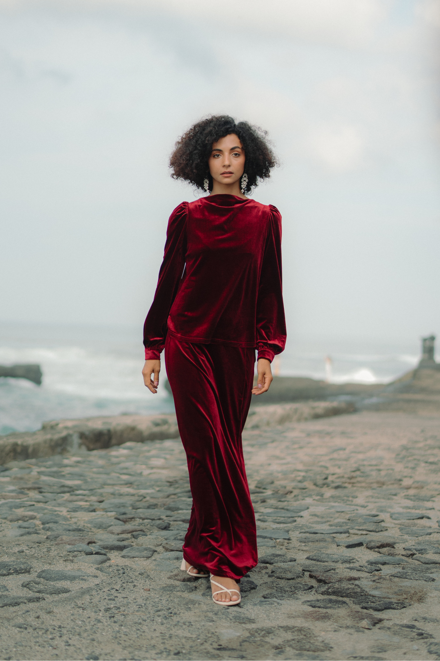 The Hailey Kurung in Wine Featherlight Velvet