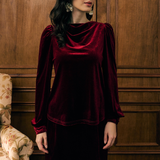 The Hailey Kurung in Wine Featherlight Velvet