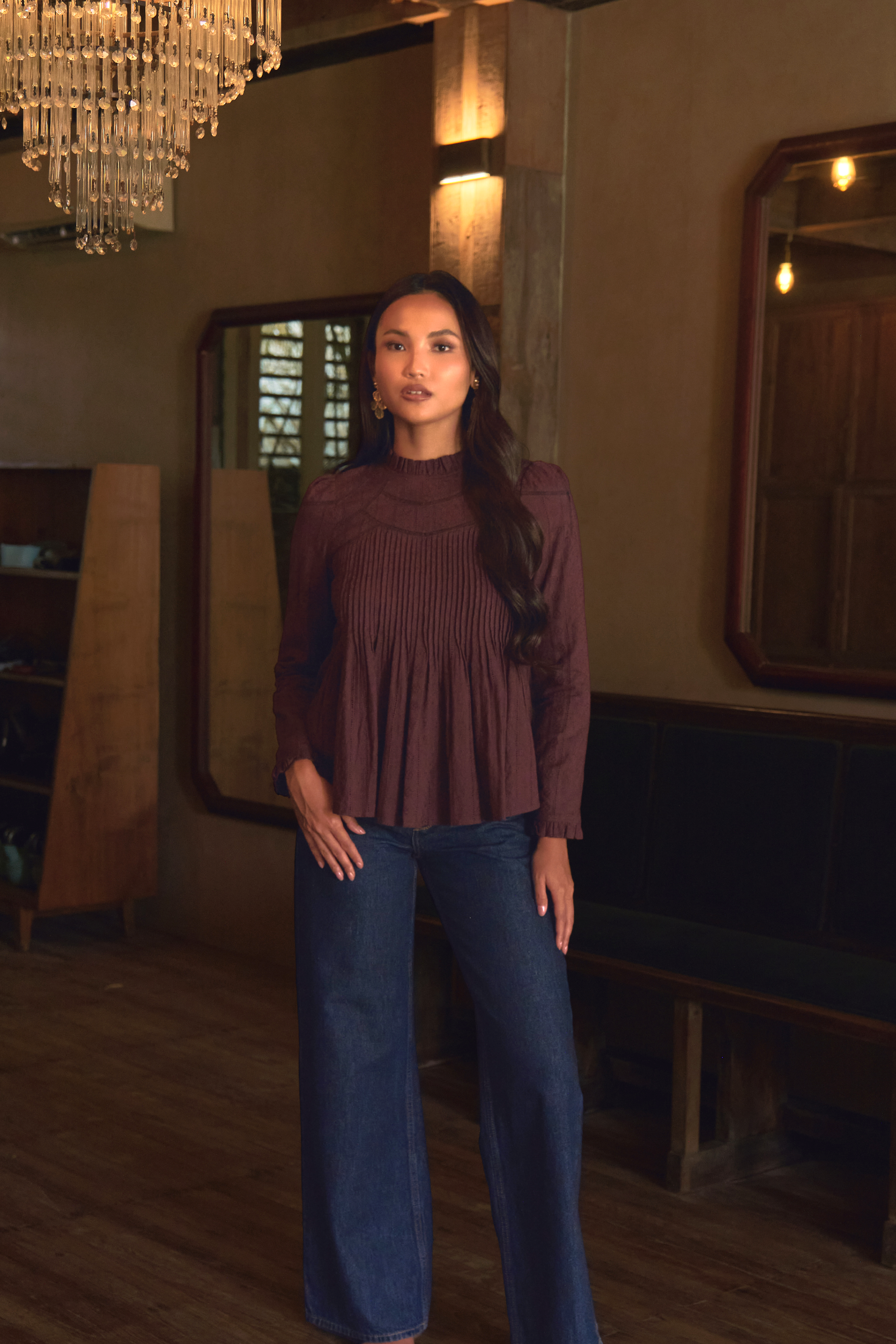 The Jannah Top In Deep Purple Broderie Anglaise