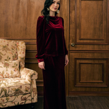 The Hailey Kurung in Wine Featherlight Velvet