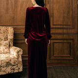 The Hailey Kurung in Wine Featherlight Velvet
