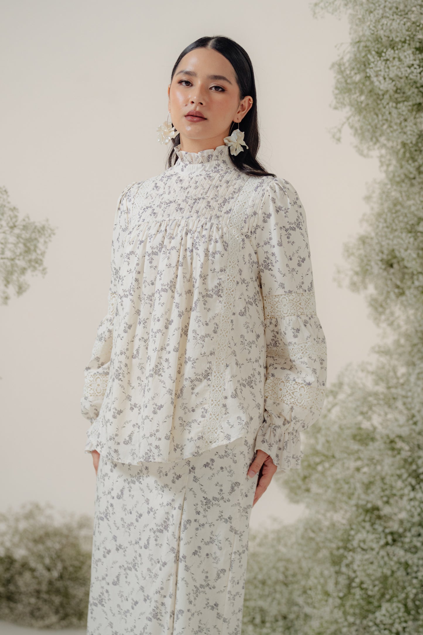 The Solange Kurung in Ink Petals