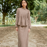 Jannah Kurung in Khaki Broderie Anglaise