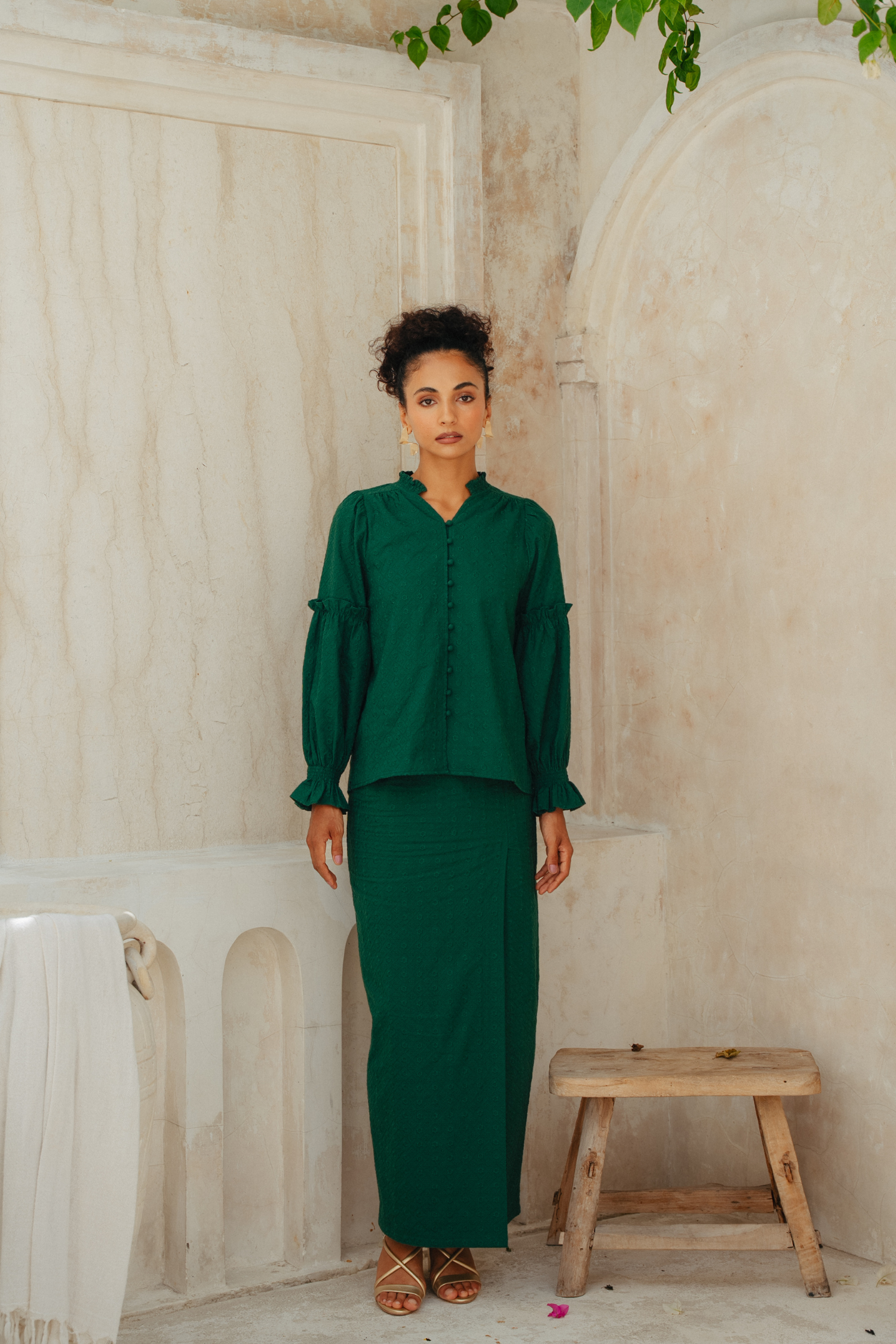 The Jane Kurung in Emerald Green