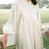 Darcy Dress in Golden Floral Jacquard