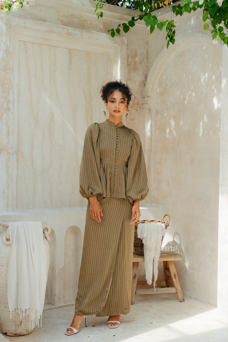 The Opal Kurung in Olive Jacquard