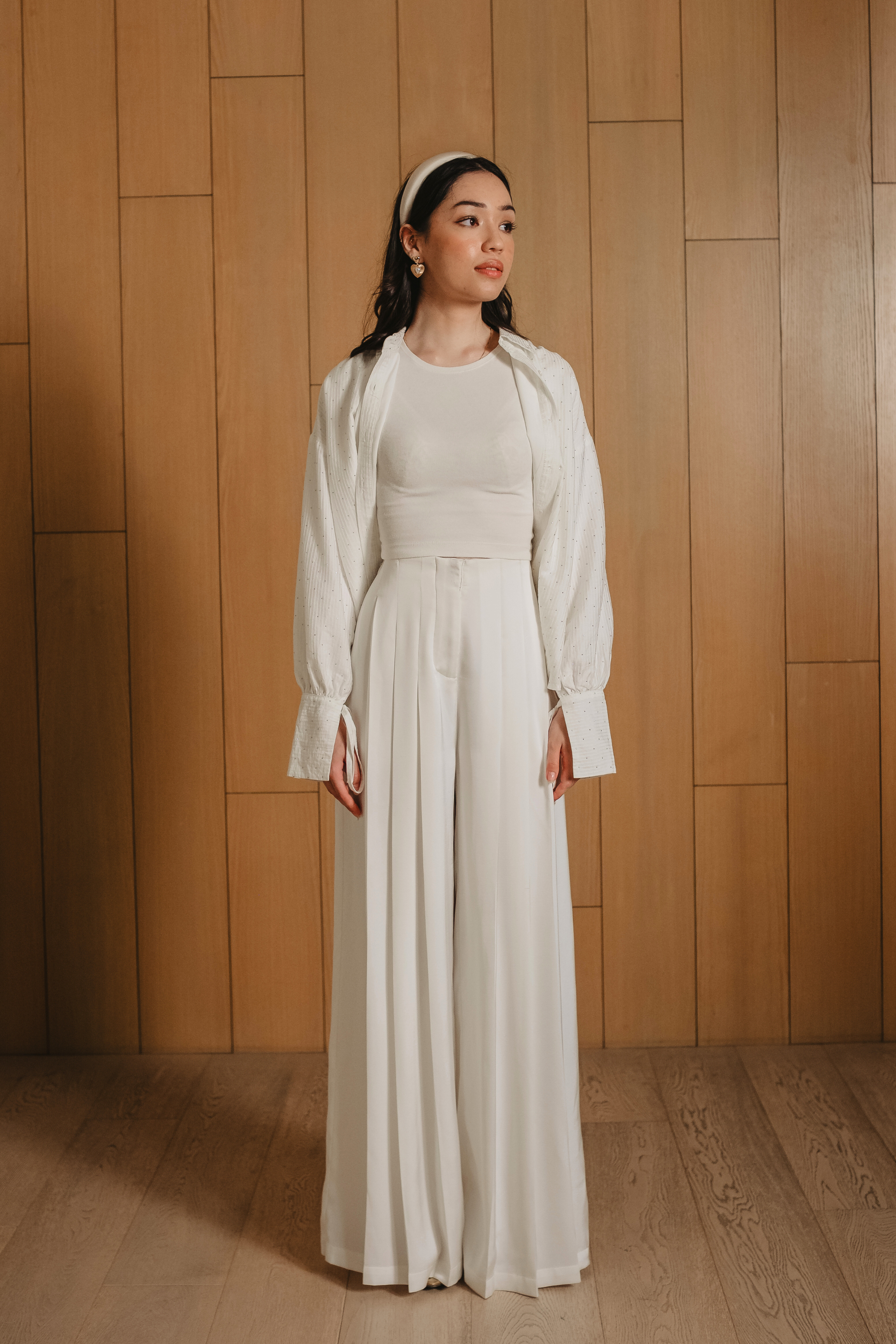 Lauren Pleated Pants in Snow