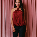 The Lovergirl Neck-tie Top in Burgundy