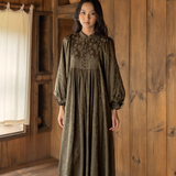 The Darcy Dress in Jacquard Olive
