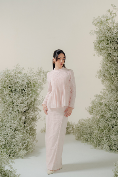 The Jannah Kurung in Baby Pink Broderie Anglaise