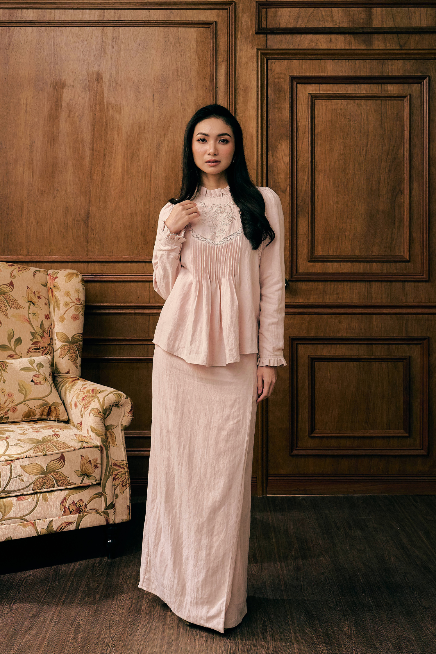 The Mulia Kurung in Dusty Pink