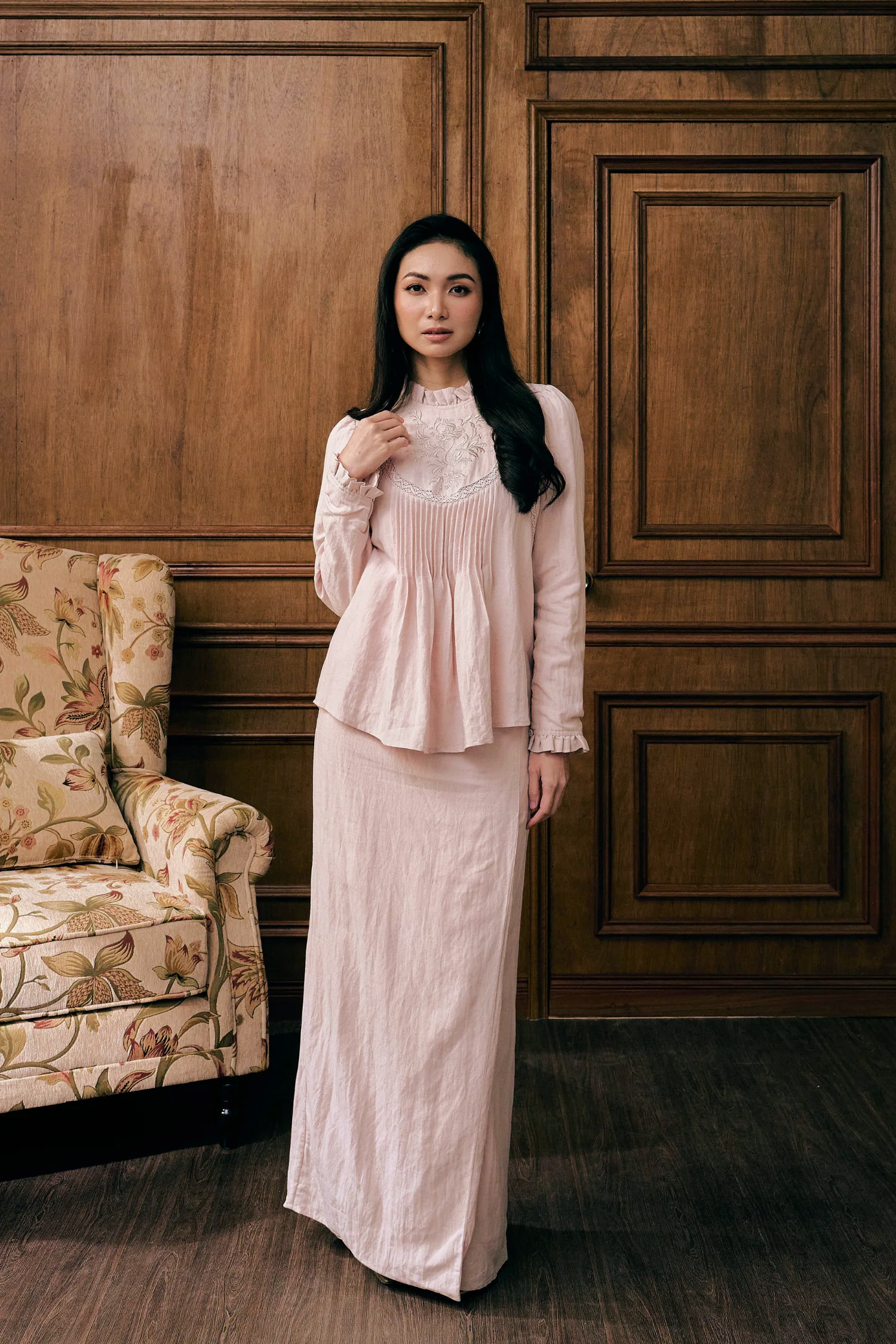 The Mulia Kurung in Dusty Pink