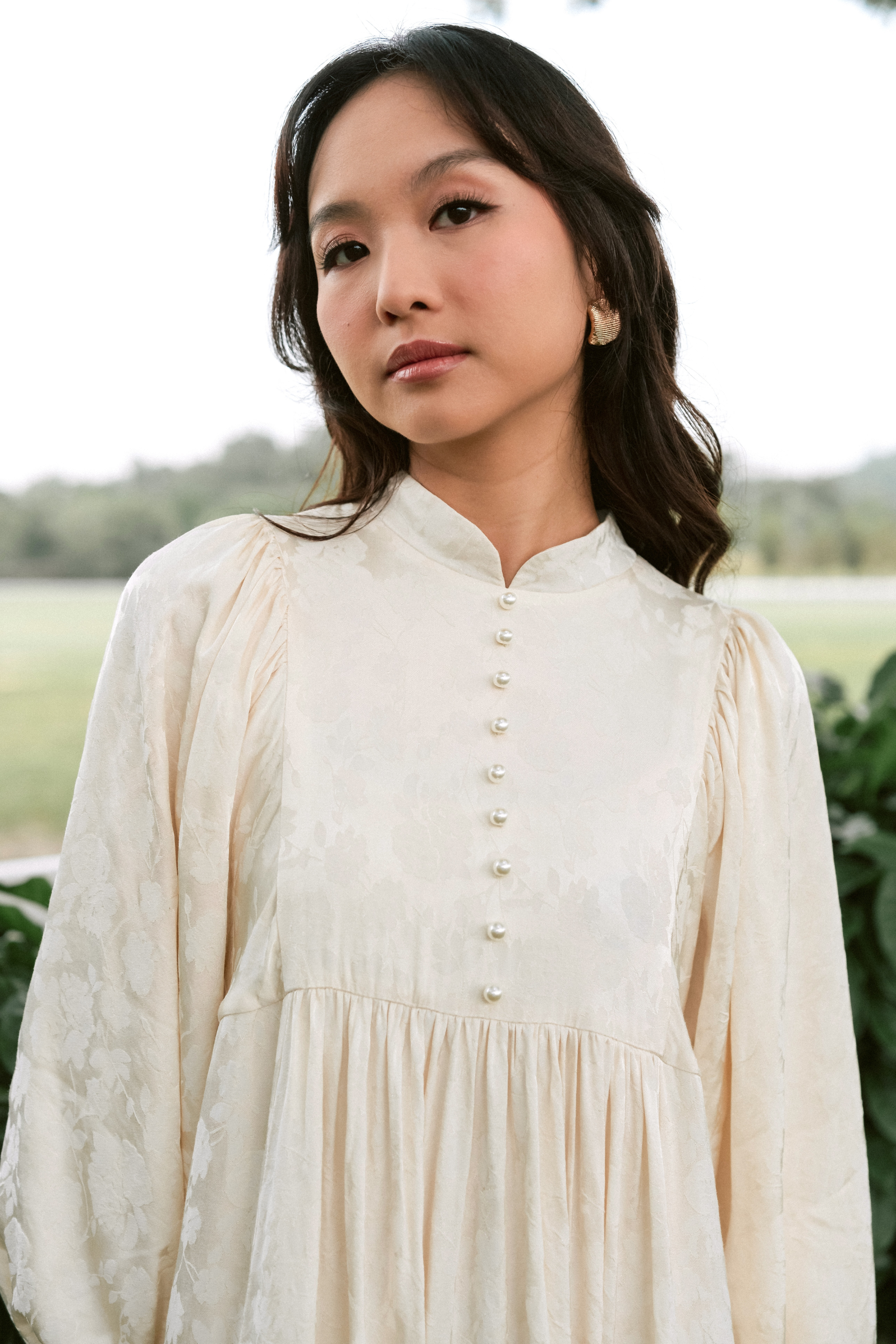 Darcy Dress in Golden Floral Jacquard