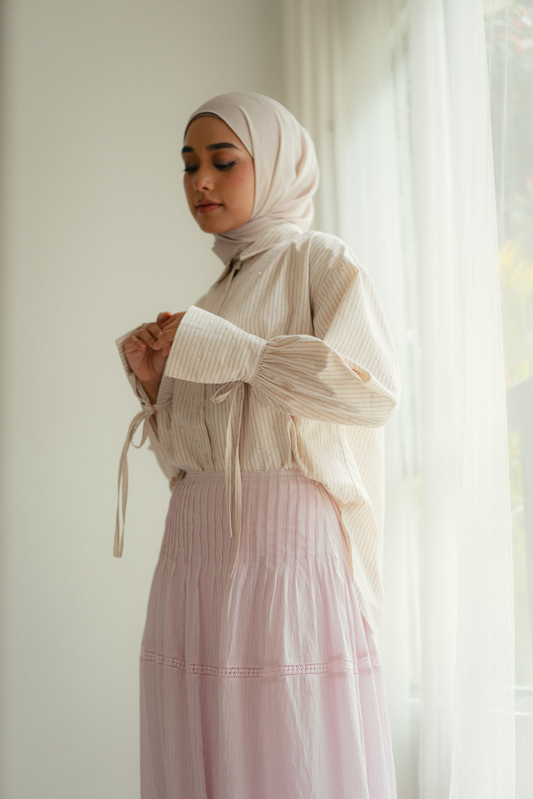 THE JOAN STUDDED OVERSIZED SHIRT IN PINK STRIPES