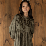 The Darcy Dress in Jacquard Olive