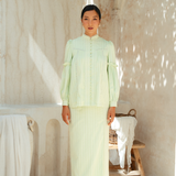 The Lorna Kurung in Apple Green Stripes