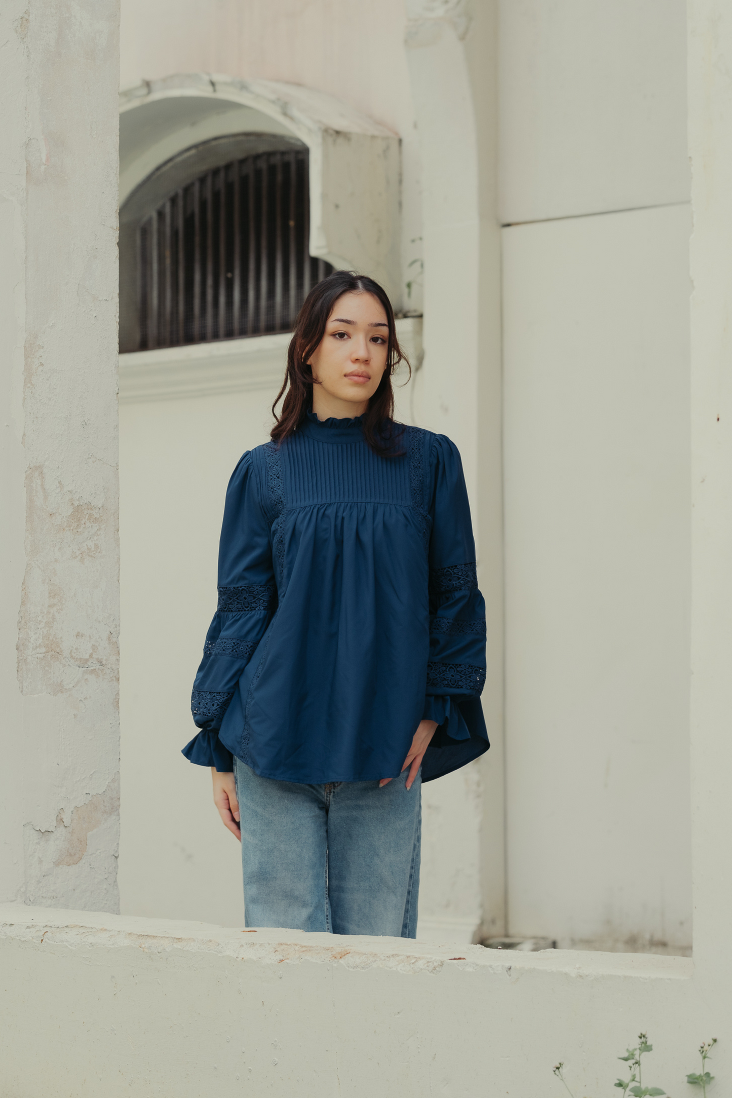 THE SONYA TOP IN SPACE BLUE