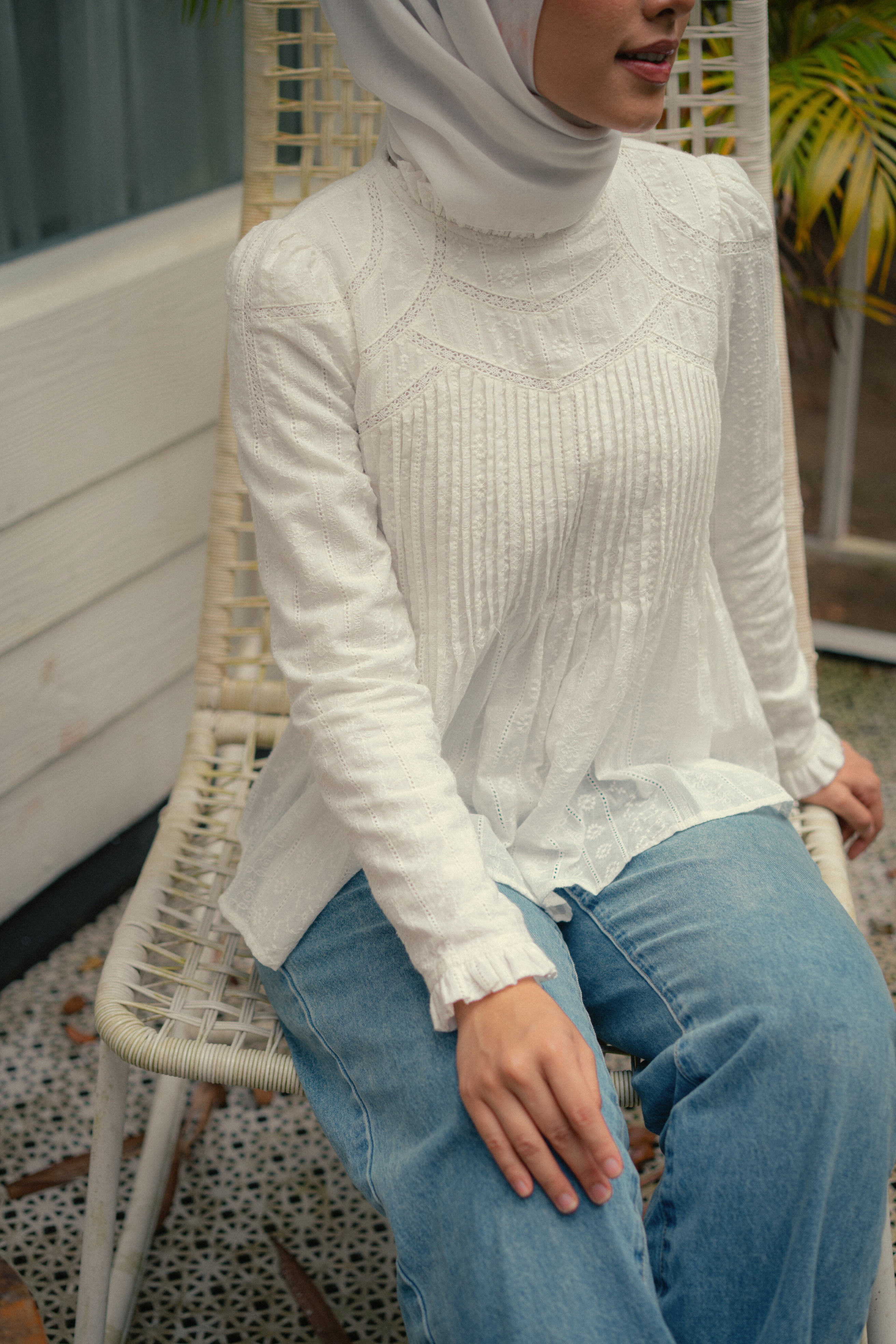 The Jannah Top In White Broderie Anglaise