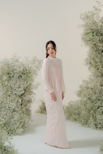 The Jannah Kurung in Baby Pink Broderie Anglaise