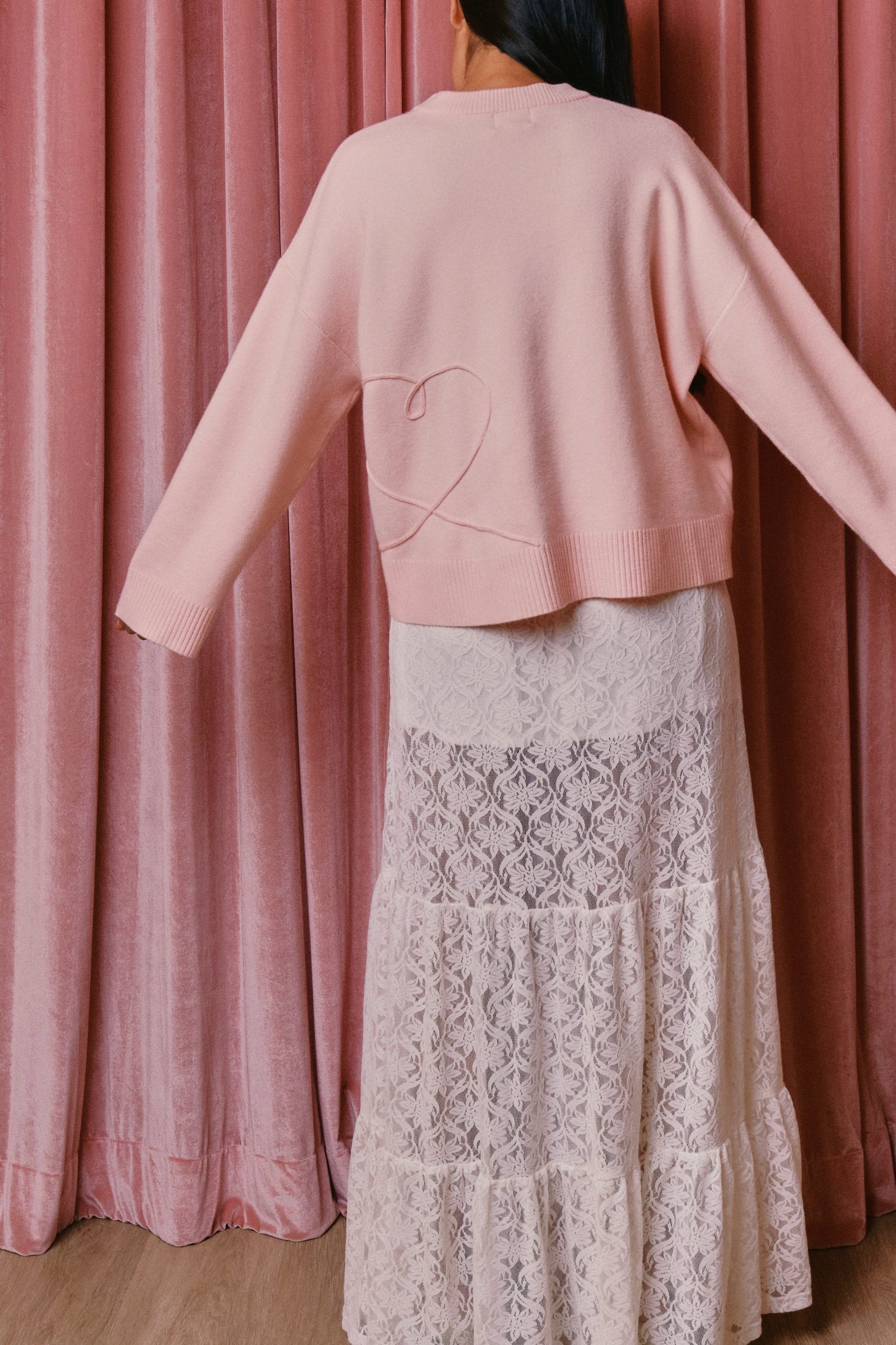The Heartline Jumper in Sugar Pink