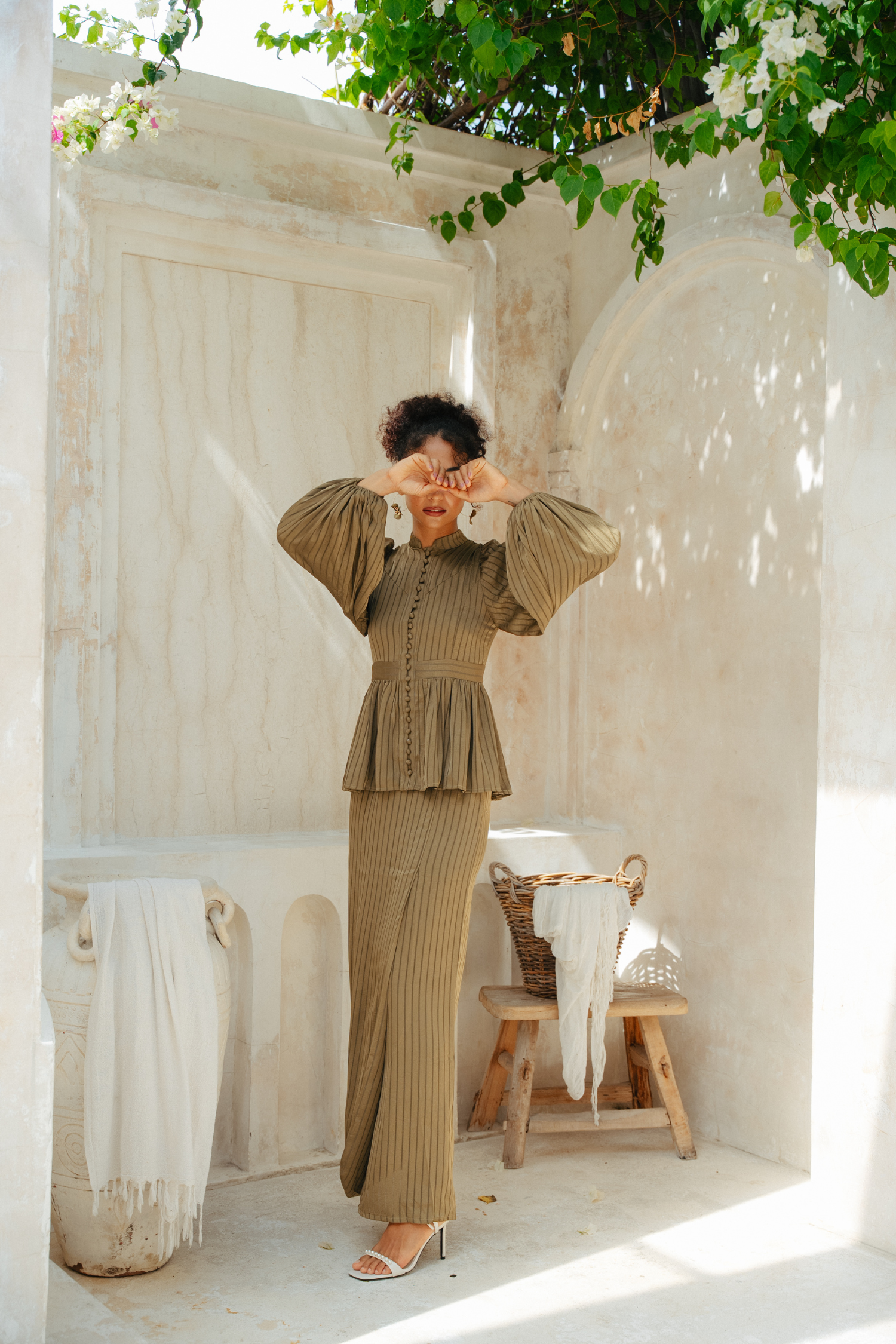 The Opal Kurung in Olive Jacquard