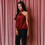 The Lovergirl Neck-tie Top in Burgundy