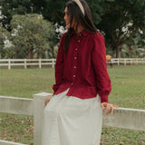 The Anya Blouse in Burgundy