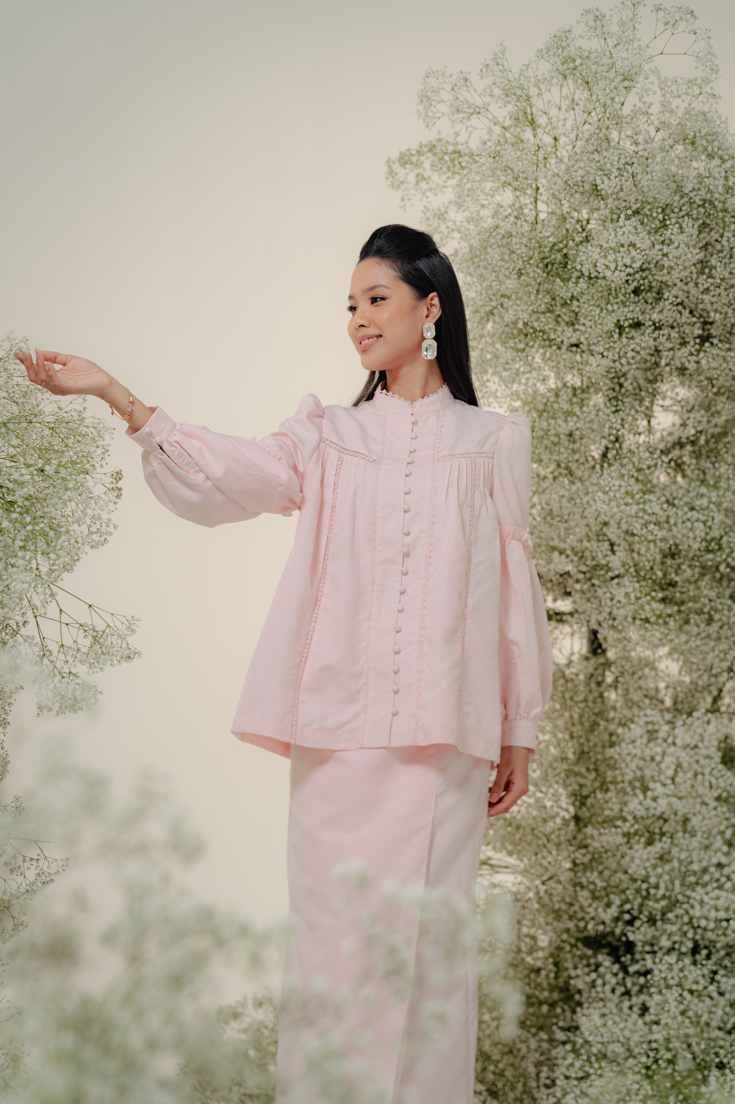 The Lorna Kurung in Pastel Pink