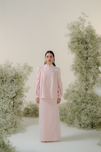 The Lorna Kurung in Pastel Pink