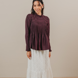 The Jannah Top In Deep Purple Broderie Anglaise