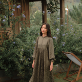The Darcy Dress in Jacquard Olive