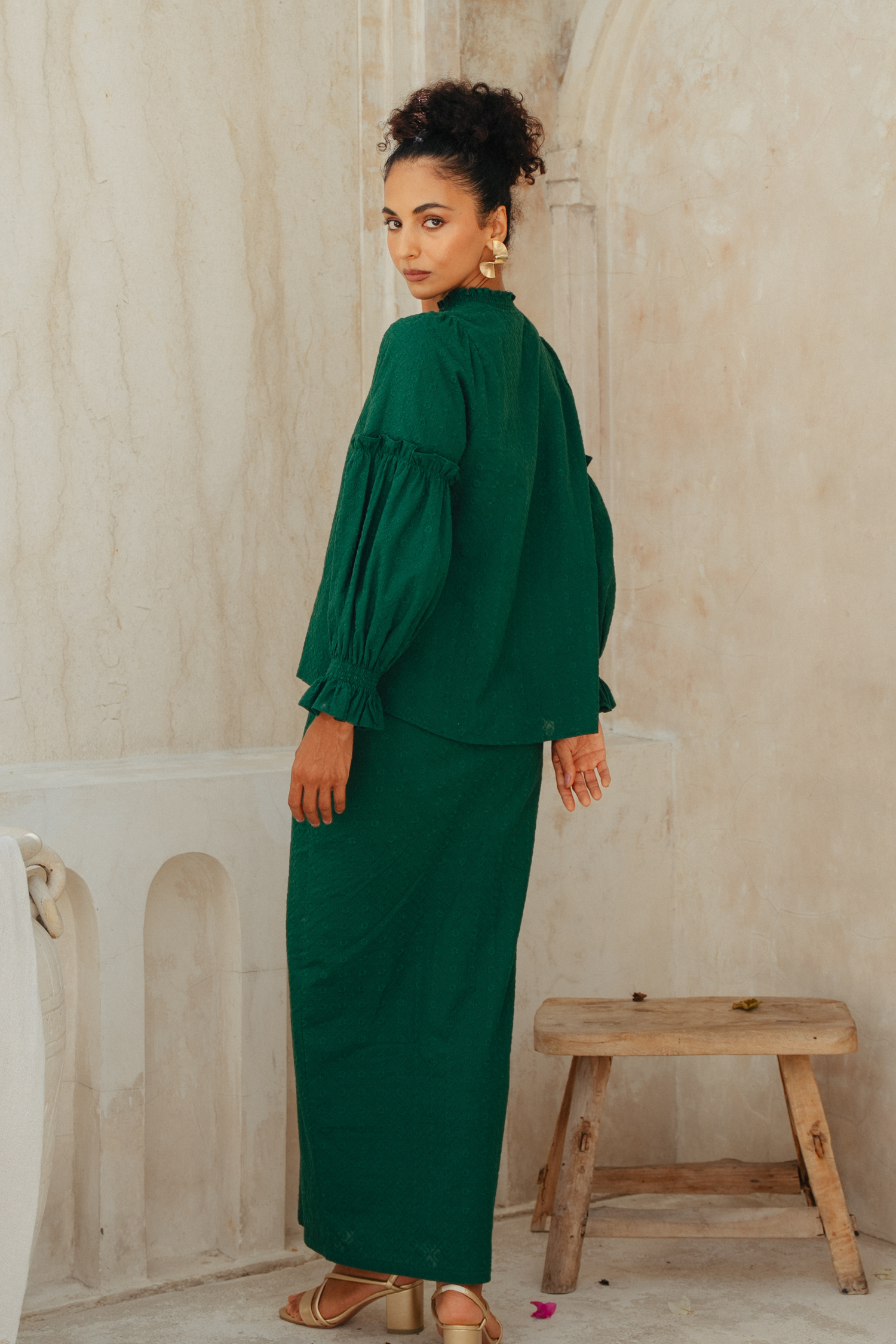 The Jane Kurung in Emerald Green