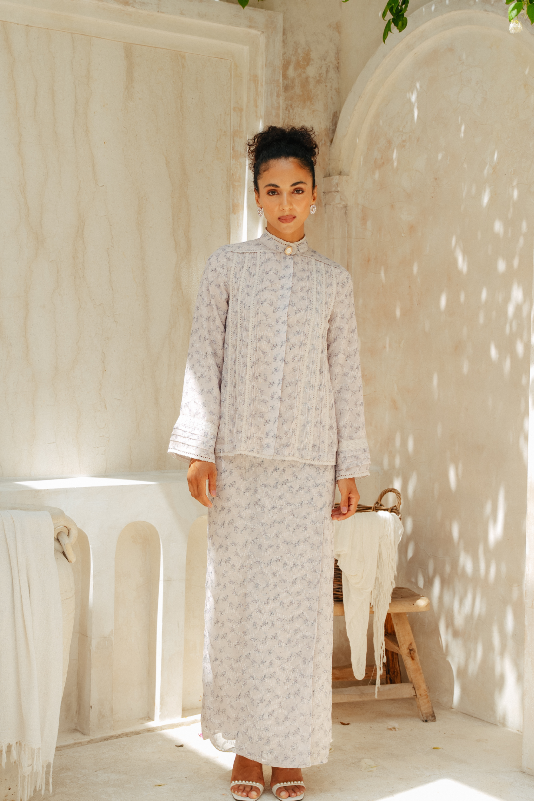 The Thalia Kurung in Dusty Lavender