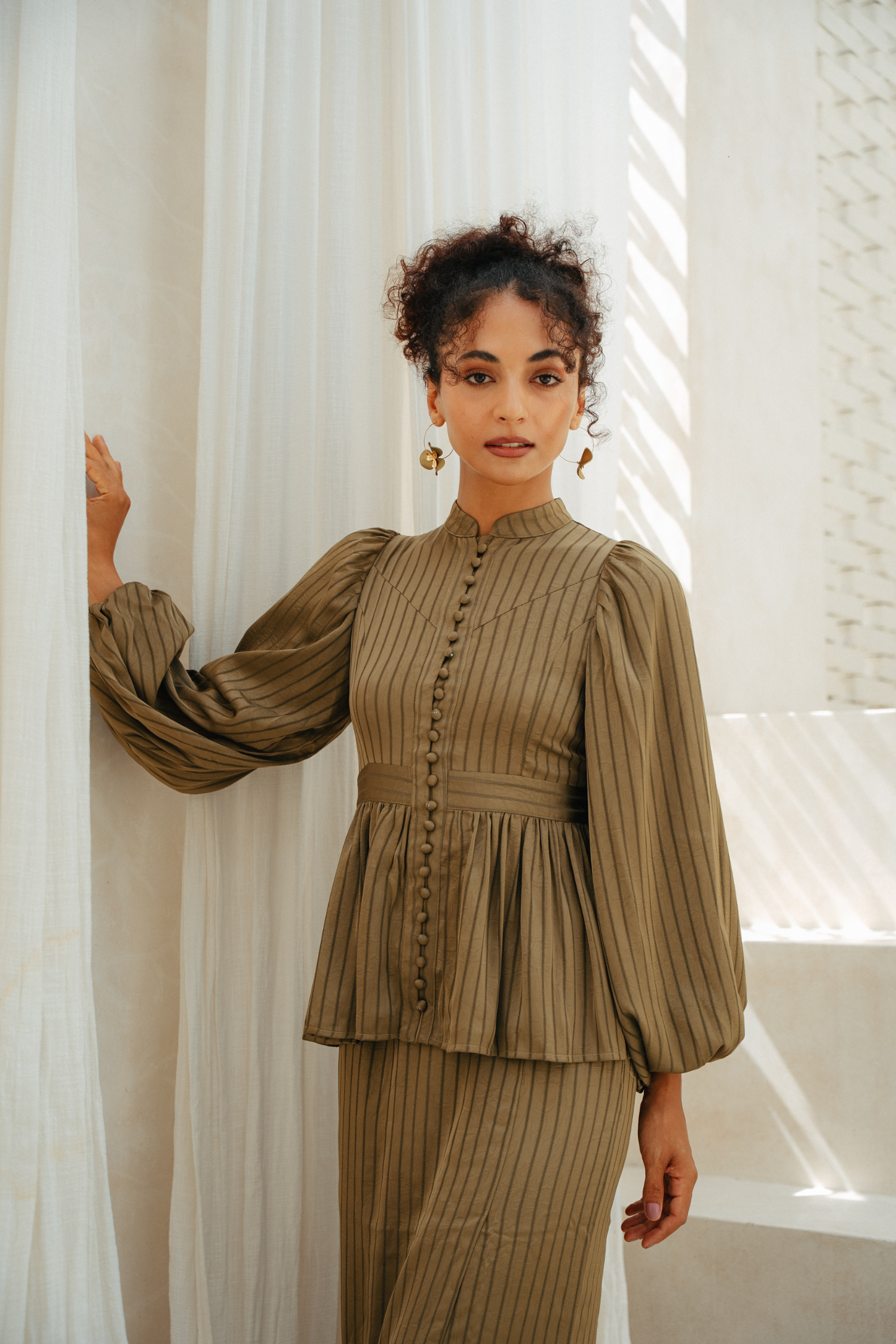 The Opal Kurung in Olive Jacquard