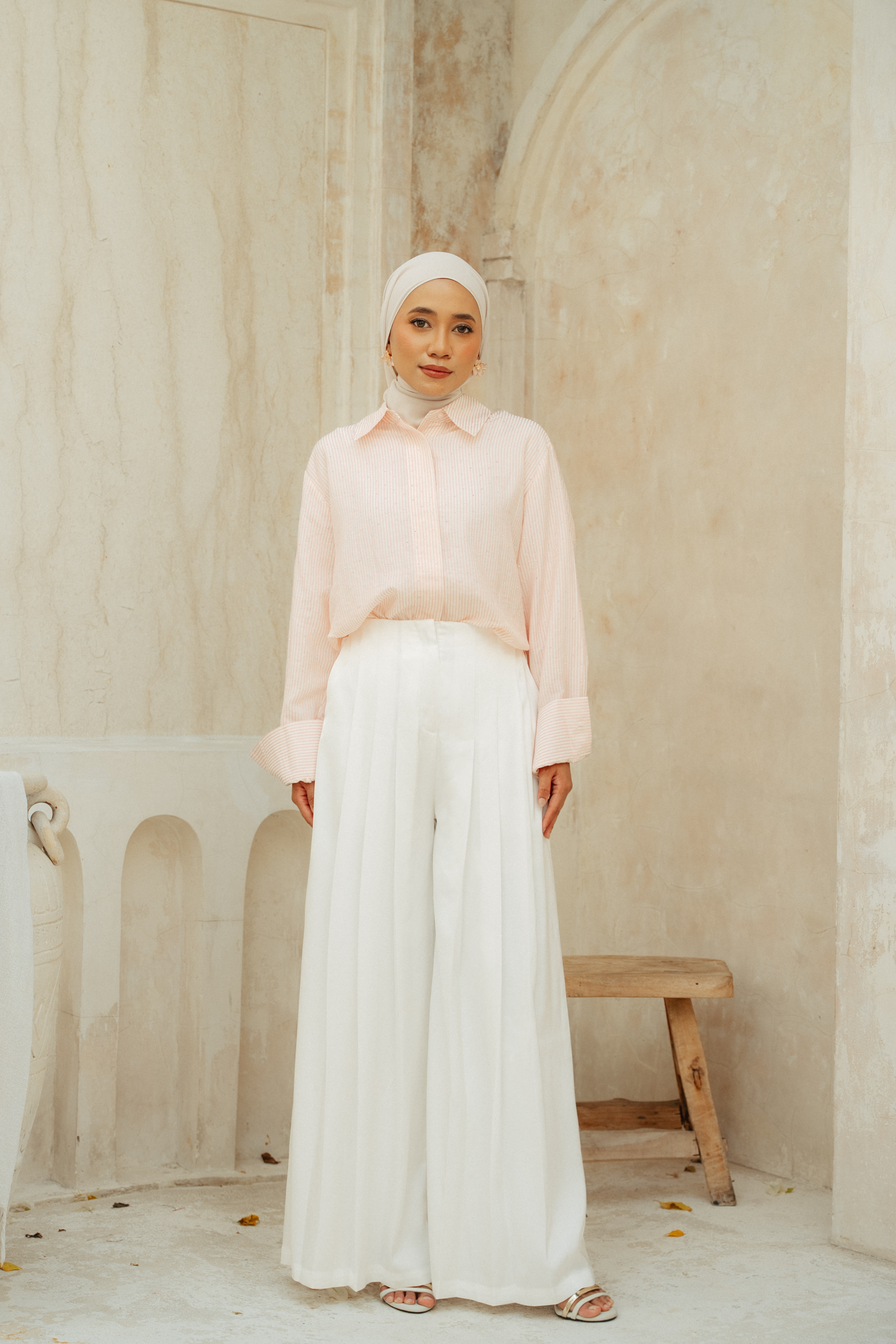 Lauren Pleated Pants in Snow