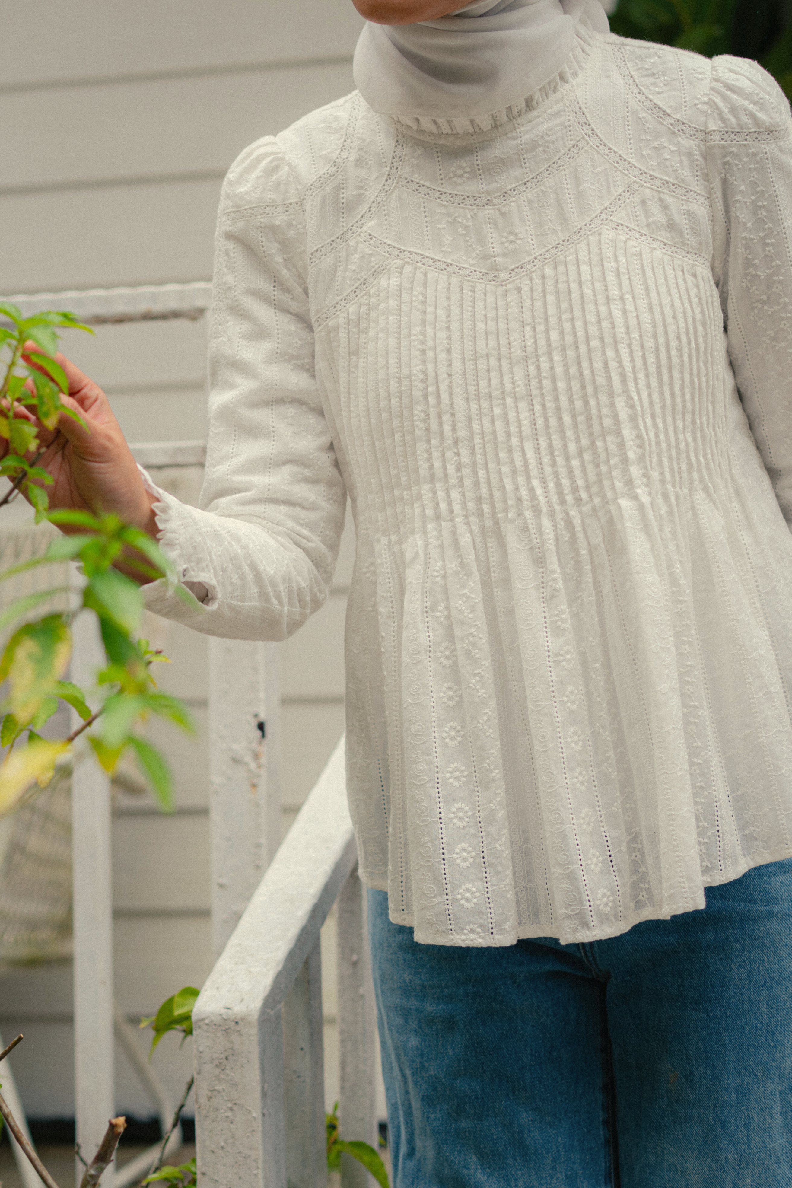The Jannah Top In White Broderie Anglaise