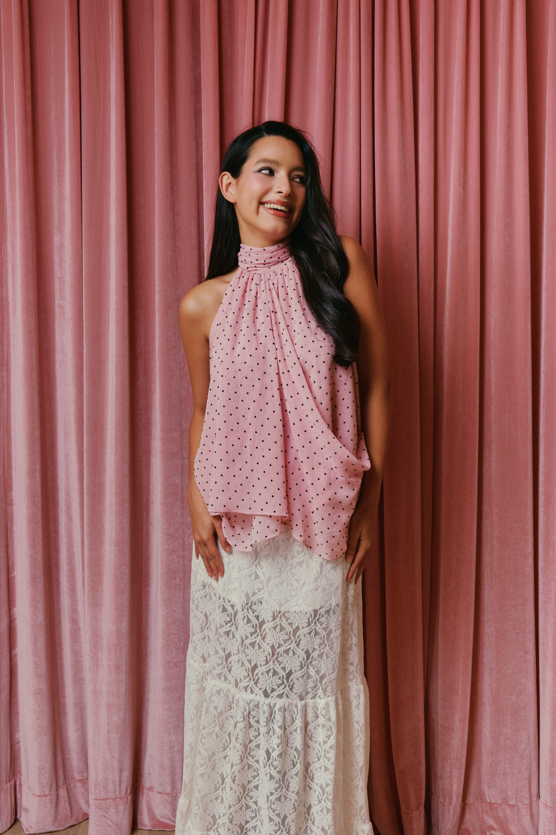 The Dreamgirl Halter Neck Top in Ballerina