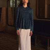 The Jannah Orient Ramie Top in Navy Teal