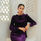 The Hailey Kurung in Deep Purple Featherlight Velvet