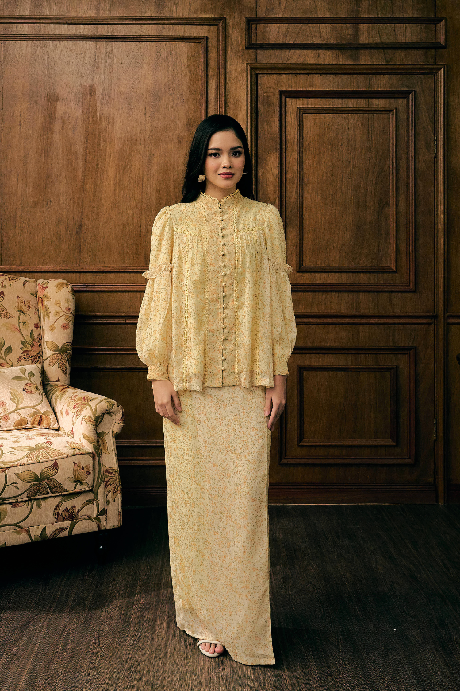 The Lorna Kurung in Lemon Garden